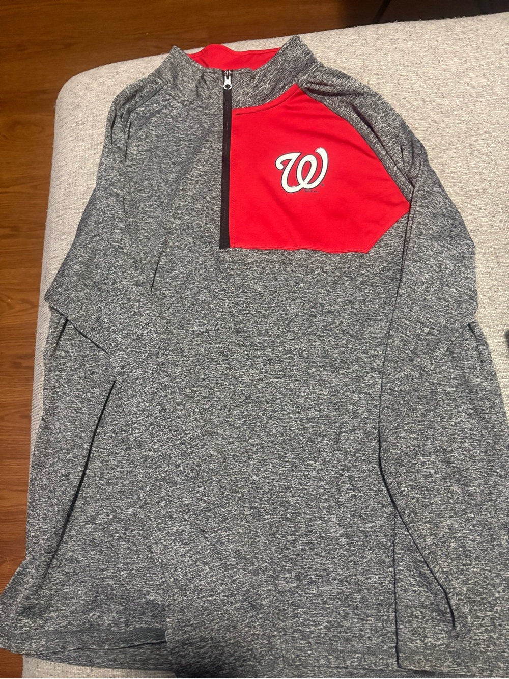 Washington Nationals 1/4 Zip Sweatshirt Men’s Gray Pullover EUC